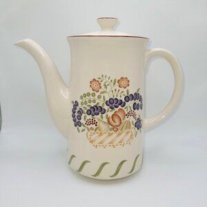Ceramic Teapot Two-Sided Fruit Design 7" Tall